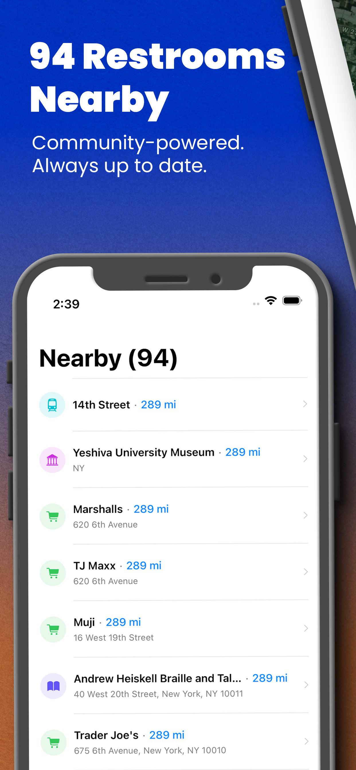 PortaDash Nearby list